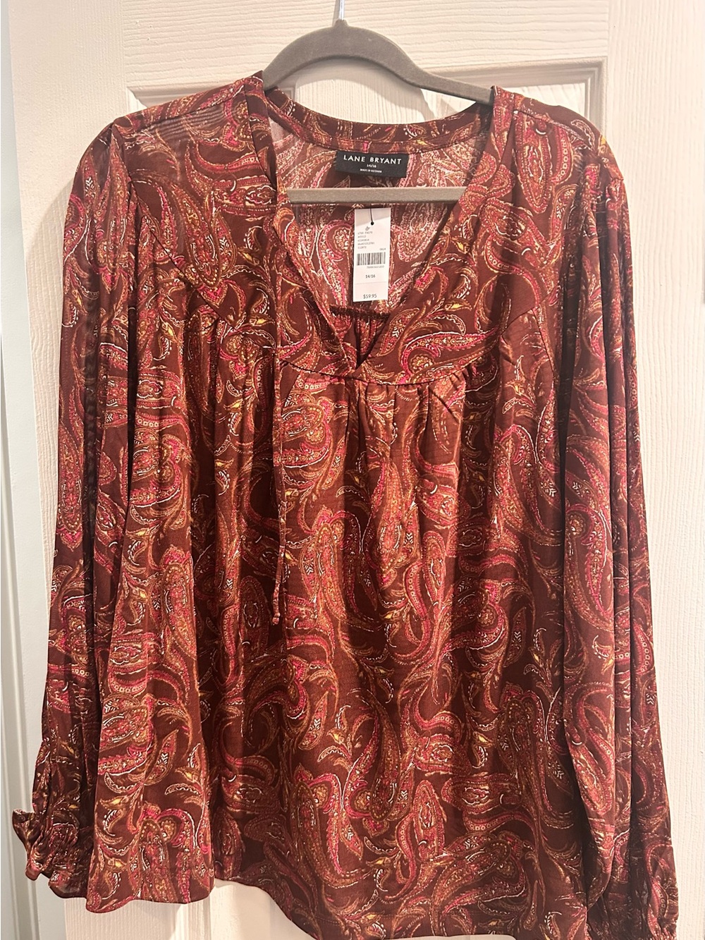 Lane Bryant Rust Paisley V-Neck Blouse
